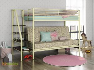 Двухъярусная кровать с диваном Мадлен 3 Бежевая