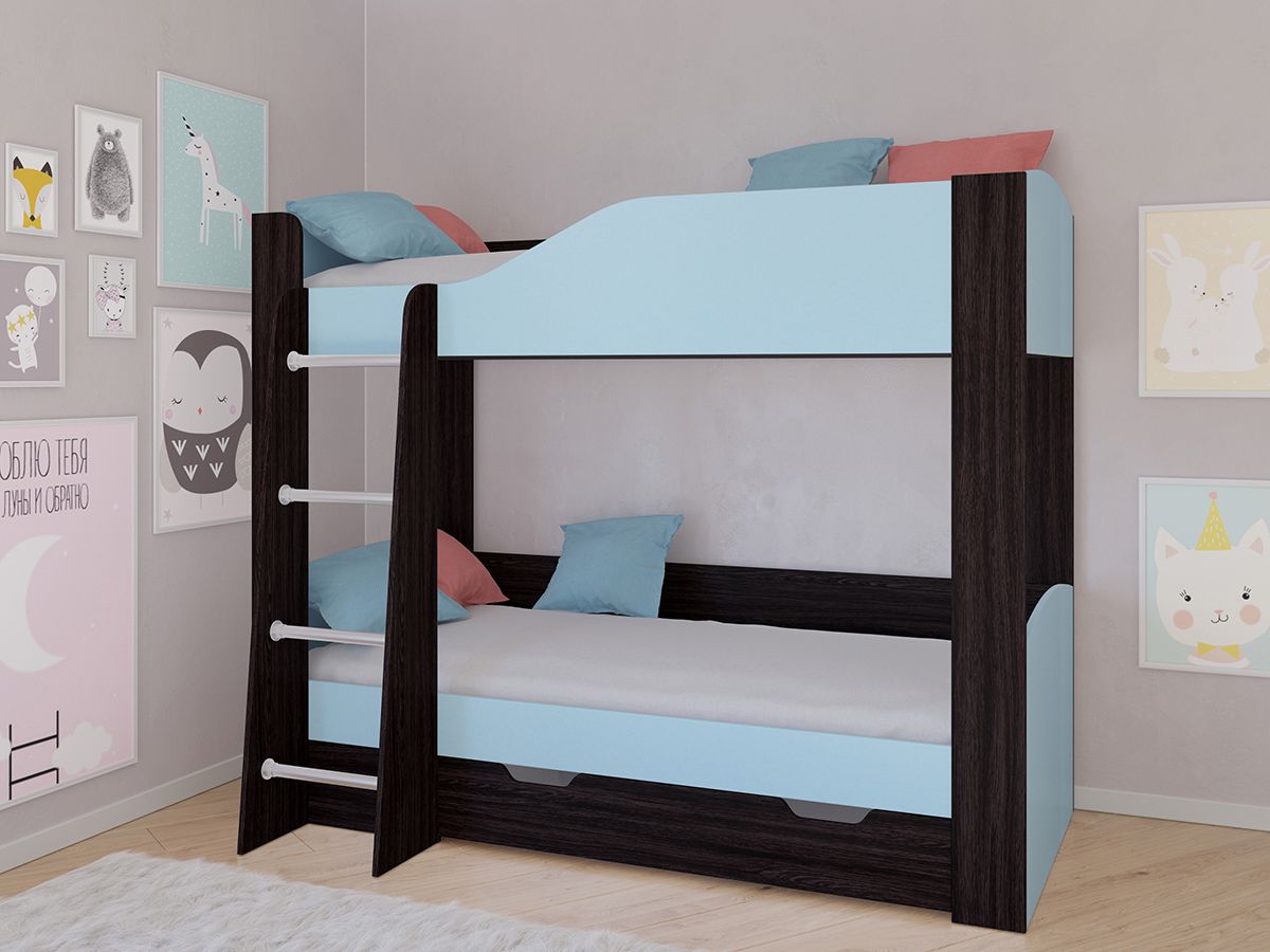 Двухъярусная кровать Астра 2 Венге/Голубой