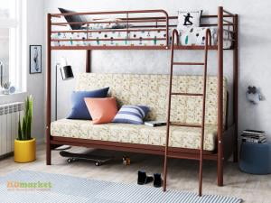 Двухъярусная кровать с диваном Мадлен 2 Коричневая