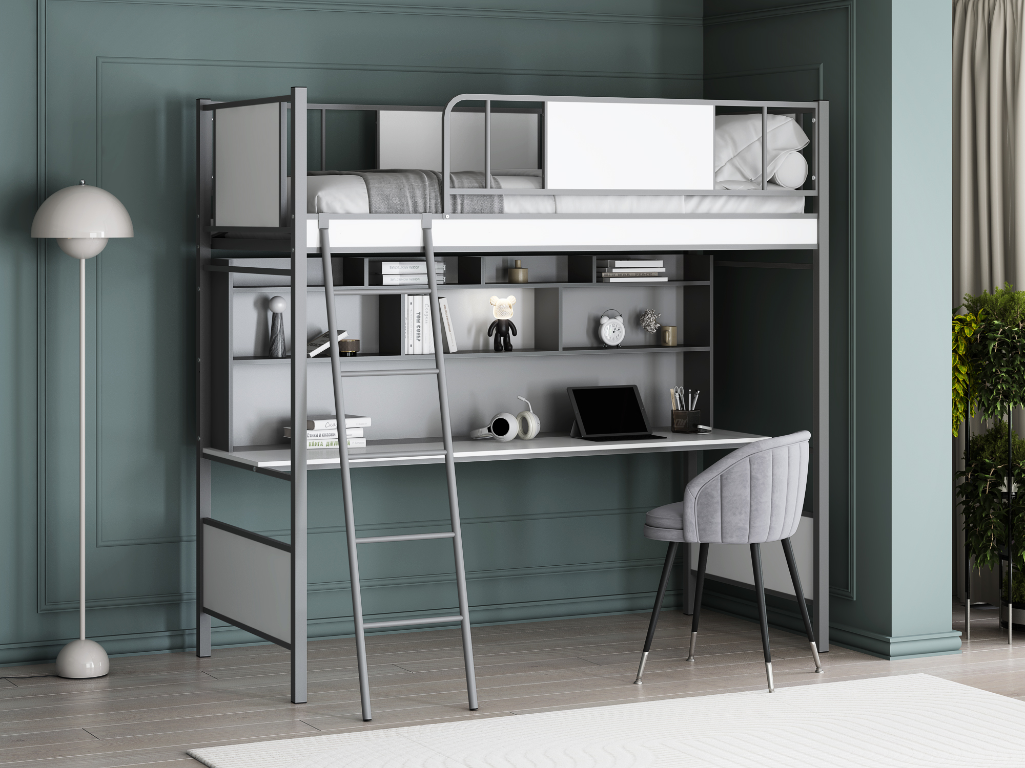 Кровать-чердак Мальта 2.2 Белый/Графит