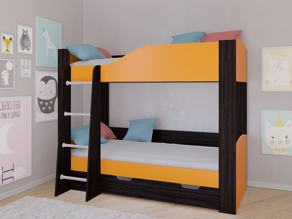 Двухъярусная кровать Астра 2 Венге/Оранжевый