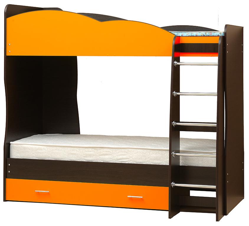 Двухъярусная кровать Юниор 2.1 Венге/Оранжевый