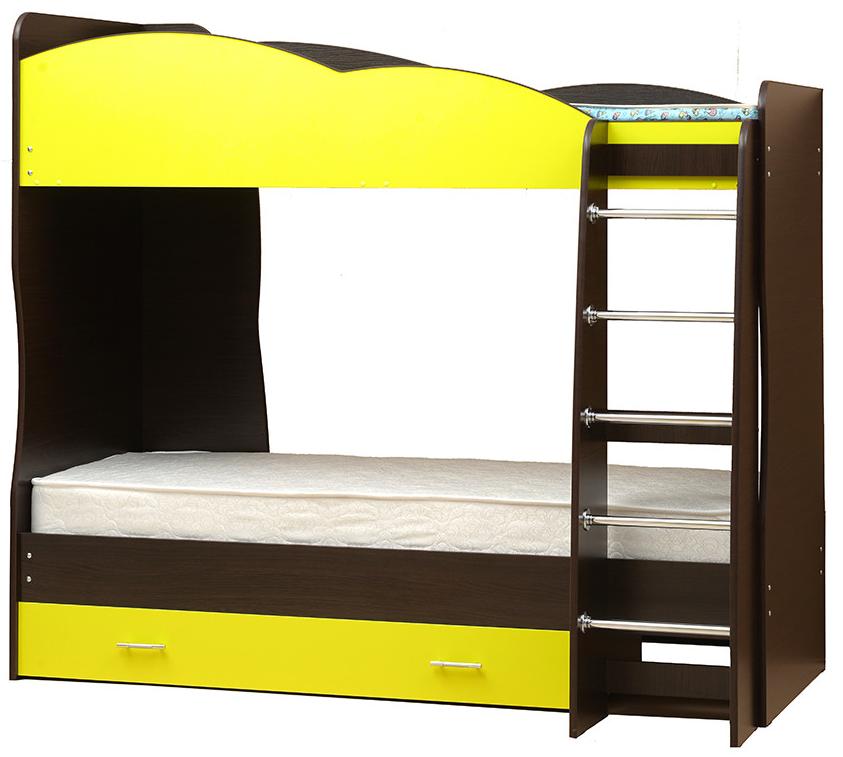 Двухъярусная кровать Юниор 2.1 Венге/Желтый