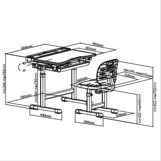 картинка Комплект парта и стул трансформеры Fundesk Cura (Серый)