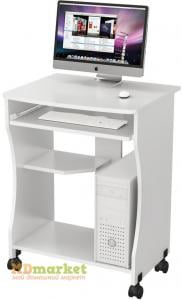 Компьютерный стол Джаз-27 Белый на колесиках
