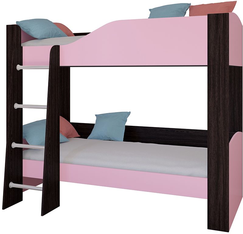 Двухъярусная кровать Астра 2 Венге/Розовый (без ящика)