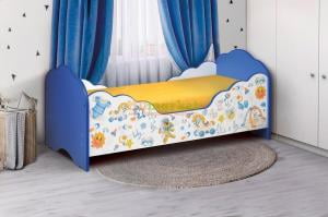 Кровать детская с бортиком Оскар 60х140 (Белый/Синий)