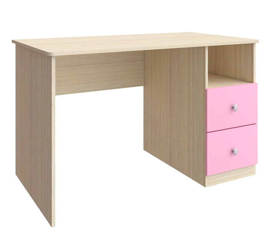 Письменный стол Астра Дуб молочный/Розовый