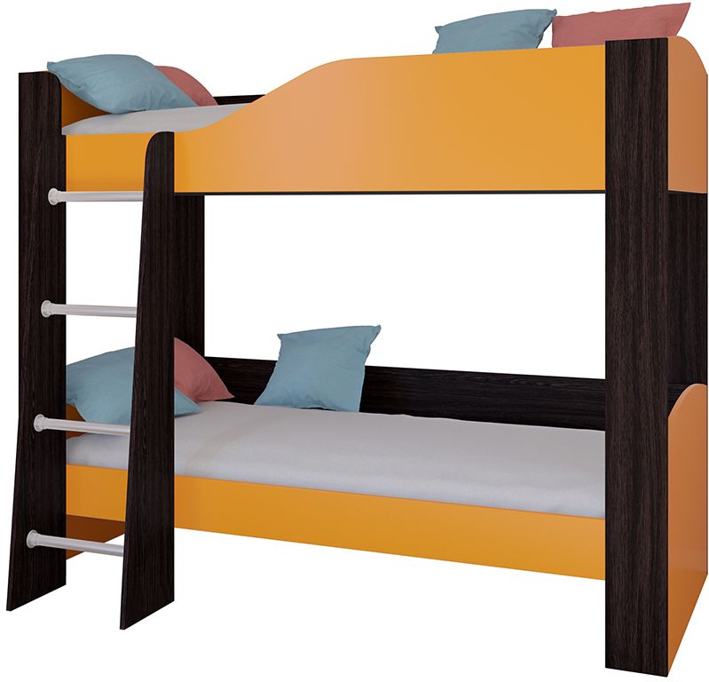 Двухъярусная кровать Астра 2 Венге/Оранжевый (без ящика)