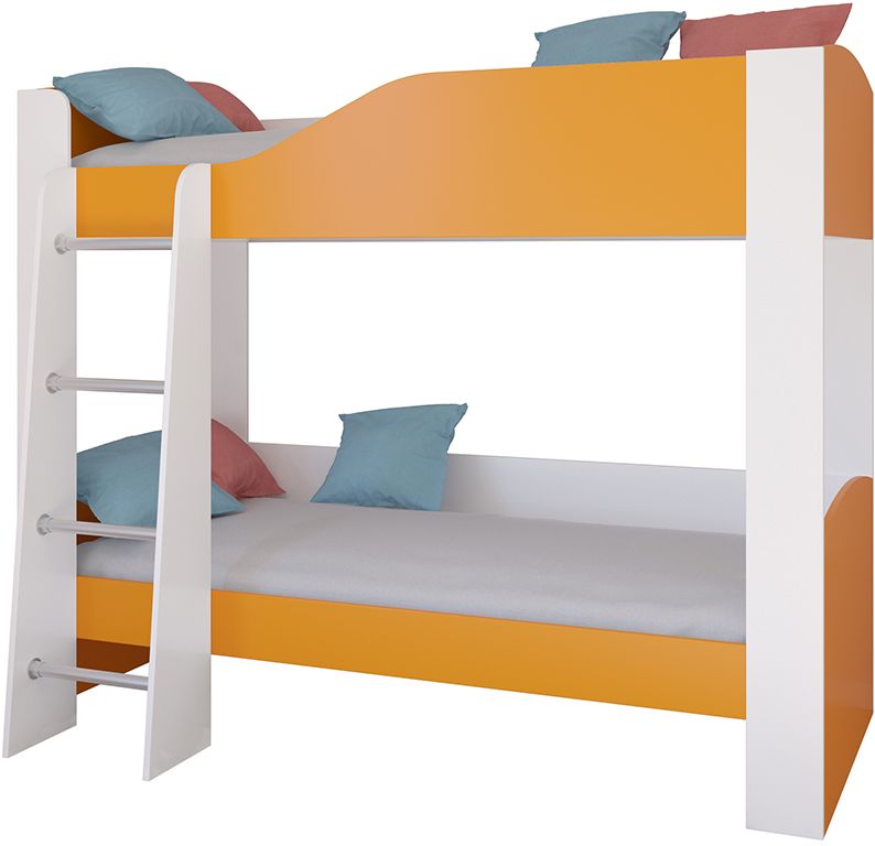 Двухъярусная кровать Астра 2 Белый/Оранжевый (без ящика)