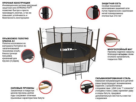 картинка Батут UNIX line Black&Brown 12 ft / 366 см (inside)
