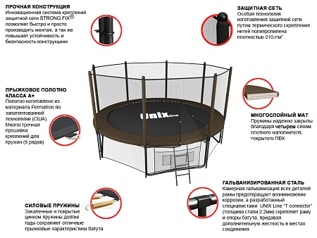 картинка Батут UNIX line Black&Brown 10 ft / 244 см (outside)