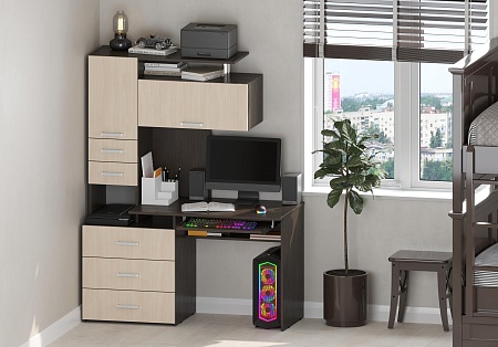 Фото Уголок школьника Джаз-17 Венге/Дуб молочный правый Картинка Уголок школьника Джаз-17 Венге/Дуб молочный правый